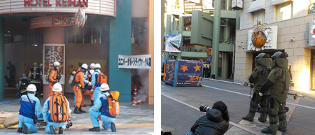 テロ対策訓練への協力　大阪府警等が主催するテロ対策訓練を施設内にて実施